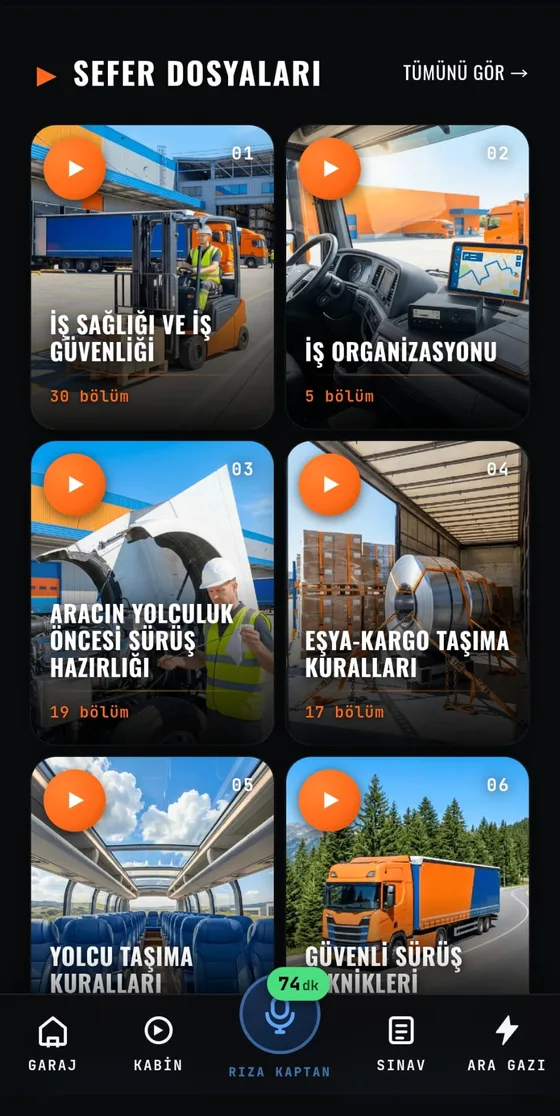 Uygulamadaki konu listesi ekranı: her konunun kapak görseli ve bölüm sayısı